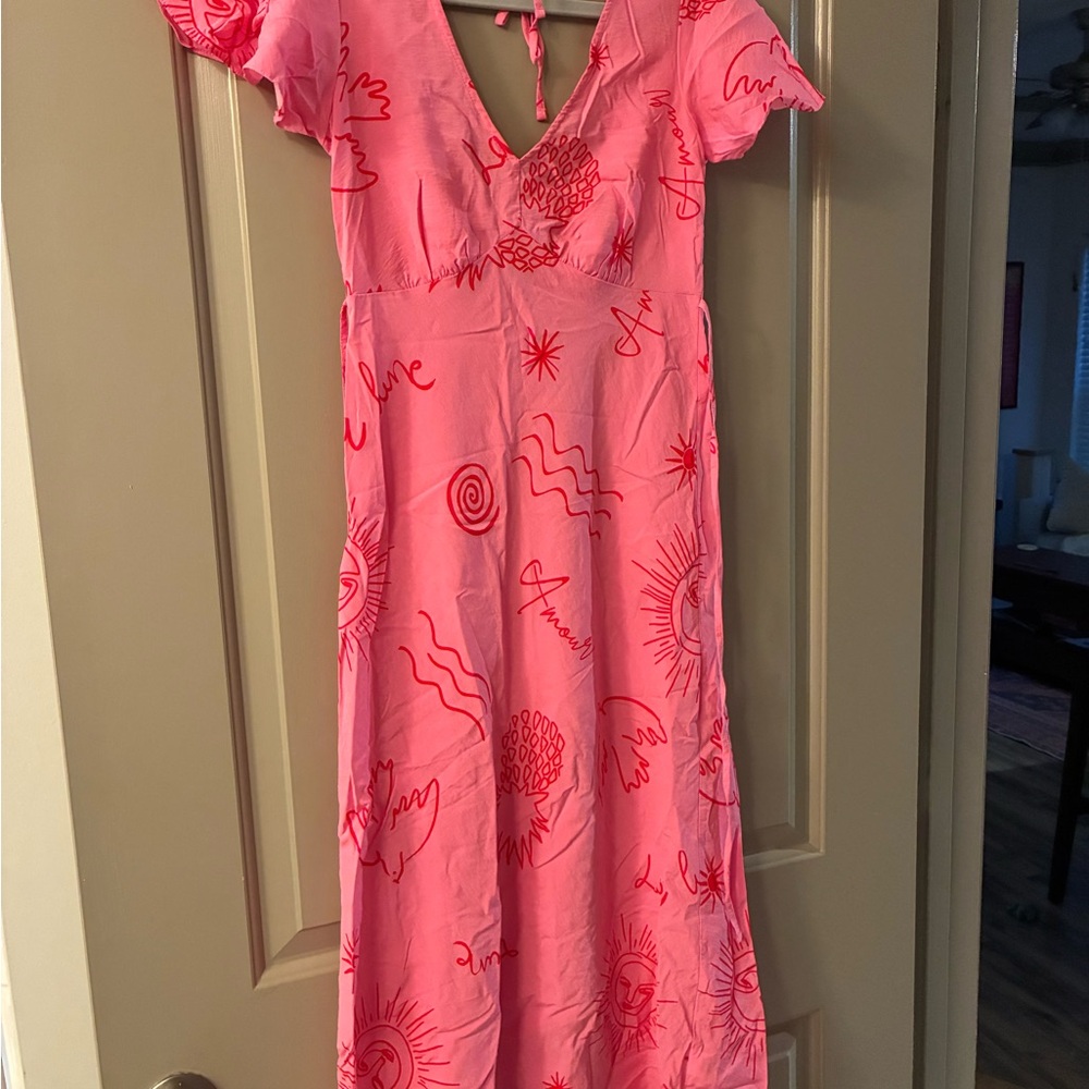 Pink Patterned Women's Summer Dress